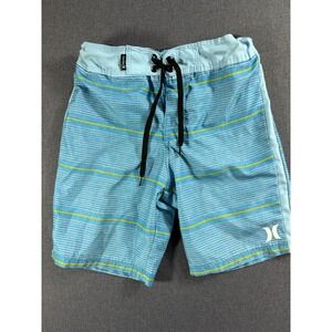 Hurley Boys Blue Striped Board Shorts Swim Trunks Size 7